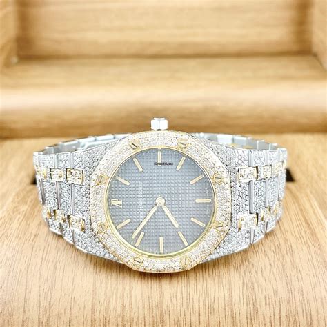 audemars piguet royal oak white gold iced out diamond encrusted|Audemars Piguet royal oak openworked.